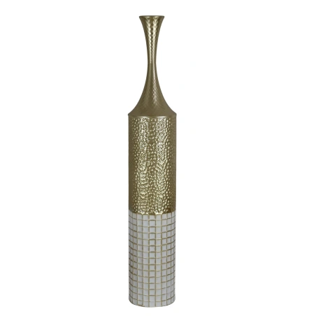 Vaza, 15×88 cm, baltos-auksinės