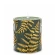 Candle, 8×7×7 cm, green, decorated with gold fern leaves