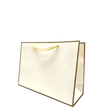 Paper Bag, white with gold edges, smooth surface