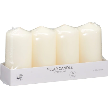 Candle set, white color, 1 pack - 4 pcs., burning time - ~25 hours.