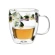 Mug, 350 ml, clear glass with colorful flowers