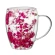 Mug, 320 ml, clear glass with pink flowers