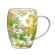 Mug, 320 ml, clear glass with colorful flowers