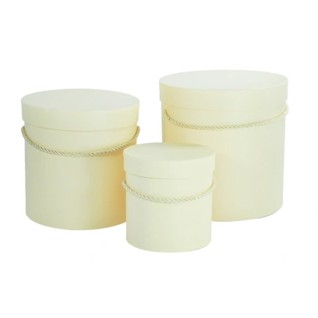 Gift boxes, light beige (ecru) color, 20×20 cm, 17.5×17.5 cm, 12.×12.5 cm, 1 set - 3 pcs.