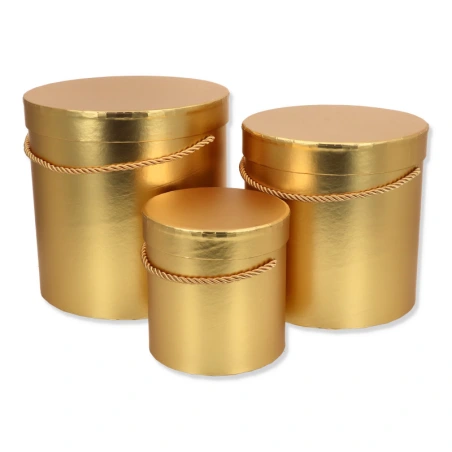 Gift boxes, gold color, 1 pack - 3 pcs. (20×20 cm, 18×18 cm, 13×13 cm)