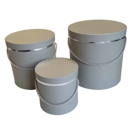Gift boxes, gray and silver, 1 pack - 3 pcs. (20×20 cm, 18×18 cm, 13×13 cm)