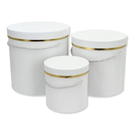 Gift boxes, white and gold, 1 pack - 3 pcs. (20×20 cm, 18×18 cm, 13×13 cm)