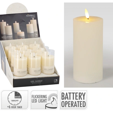 LED candle, 7.5×15 cm, ivory color