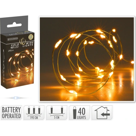 LED gaismas, 40 gab., 195 cm