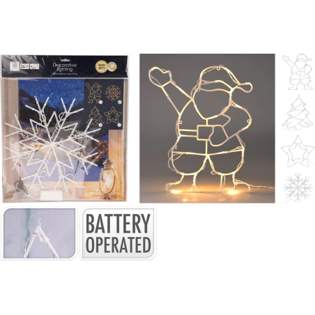 Luminous Christmas decoration (Santa Claus, star, snowflake or Christmas tree), 24 LED lights