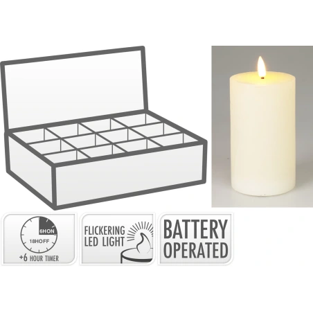 LED candle, 7.5×12.5 cm