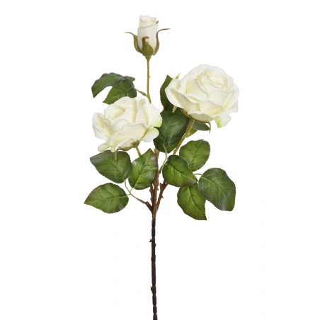 Dirbtinė gėlė rožė, 69 cm, kreminės spalvos