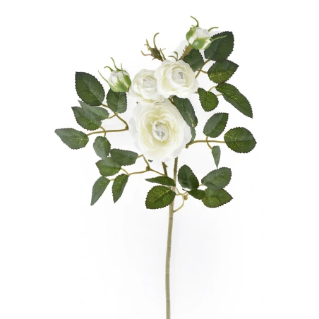 Dirbtinė rožės šakelė, 50 cm, kreminės spalvos