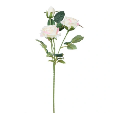 Artificial rose, 58 cm, white-light pink color