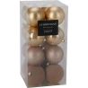 Christmas tree toys, 8 cm, gold color, 1 pack - 16 pcs.