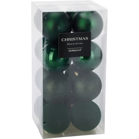 Christmas tree toys, 8 cm, green color, 1 pack - 16 pcs.
