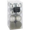 Christmas tree toys, 8 cm, silver color, 1 pack - 16 pcs.