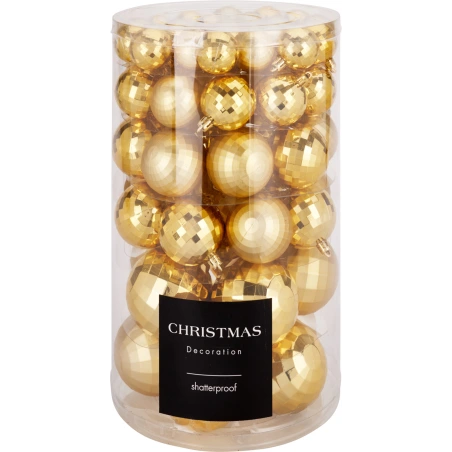 Christmas tree toys, disco style, 8 cm, gold color, 1 pack - 64 pcs.
