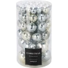 Christmas tree toys, disco style, 8 cm, silver color, 1 pack - 64 pcs.