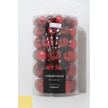 Christmas tree toys, disco style, 8 cm, red color, 1 pack - 64 pcs.