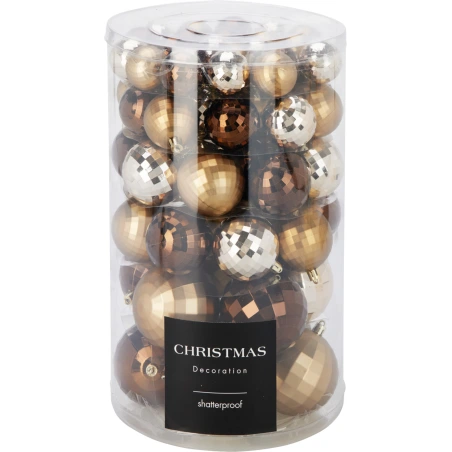 Christmas tree toys, disco style, 8 cm, various colors, 1 pack - 64 pcs.