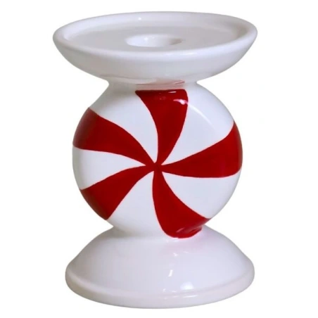 Ceramic candlestick, white-red