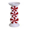 Ceramic candlestick, white-red