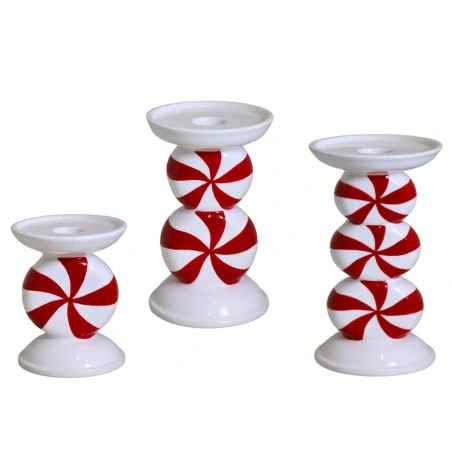 Ceramic candlestick, white-red
