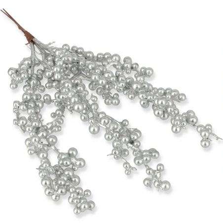 Silver-colored berry branch, 30 cm