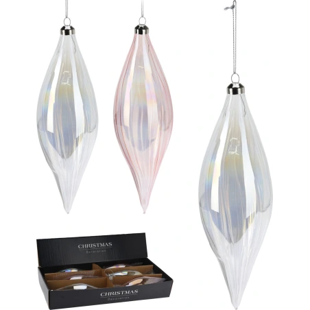 Eglės žaisliukas, 21 cm, skaidrios neoninės / rožinės neoninės spalvos