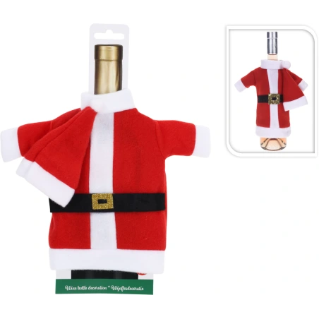 WINE BOTTLE SANTA COAT RED WHI