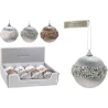 XMAS BALL 80MM BEADS 3ASS CLR
