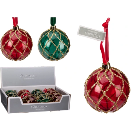 XMAS BALL 80MM GLITTER DIAMOND