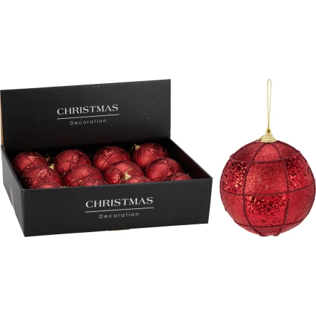 XMAS BALL 100MM GLITTER RED