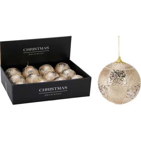 XMAS BALL 100MM GLITTER GOLD