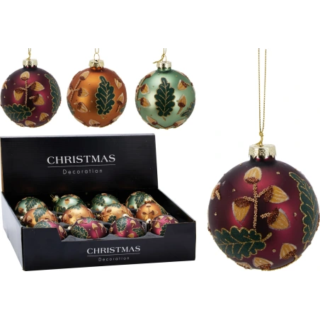 XMAS BALL GLASS 80MM ACRON 3AS