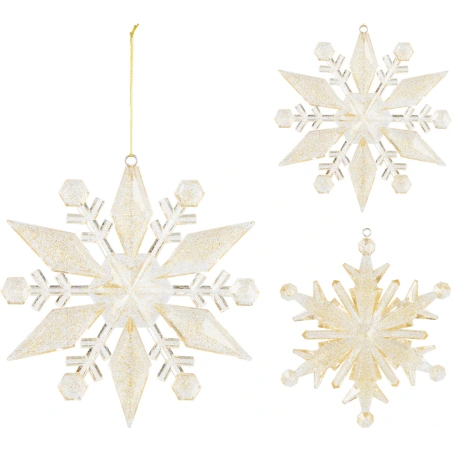 SNOWFLAKE HANGDECO GOLD 2ASS, 23,5 CM