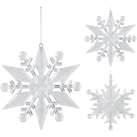 SNOWFLAKE HANGDECO SILVER 2ASS, 23 CM