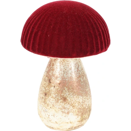 MUSHROOM 13CM GLASS RED
