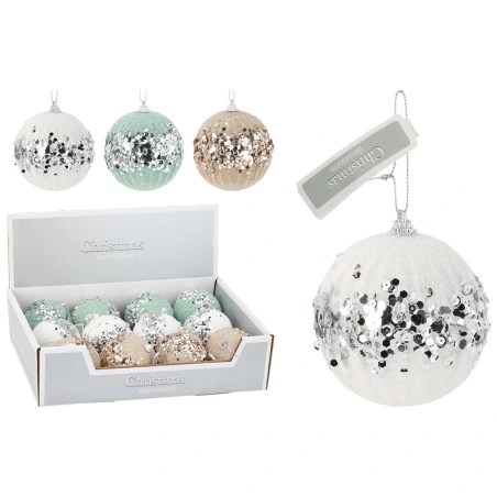 XMAS BALL 80MM WITH SEQUINS