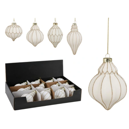 XMAS BALL ORNAMENT WHITE GOLD
