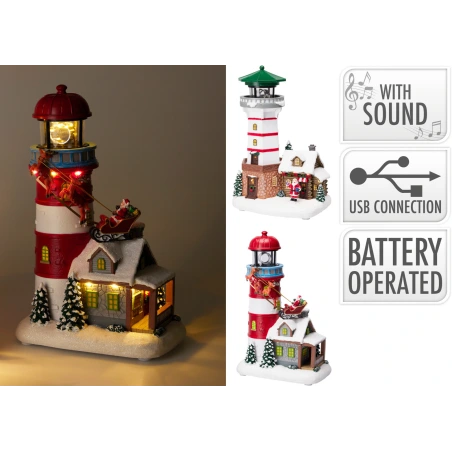 XMAS LIGHT TOWER 29CM LED 2ASS
