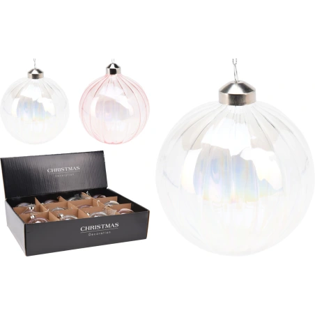 XMAS BALL GLASS 10CM 2ASS CLR