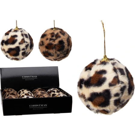 XMAS BALL 100MM LEOPARD PRINT