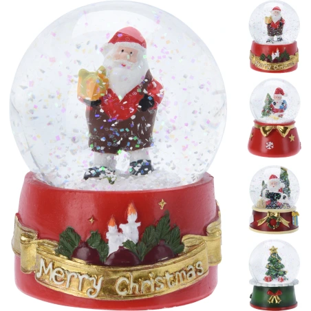 WATERBALL XMAS 4ASS DESIGN, 9 CM