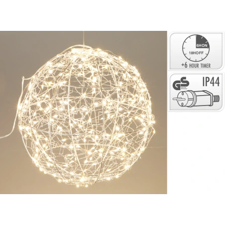 BALL WITH LED SILVER 18CM
