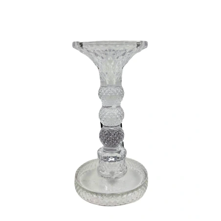Glass candle holder, 8.5×8×16.5 cm