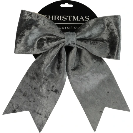 BOW VELVET 30X28CM GREY