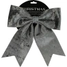 BOW VELVET 30X28CM GREY