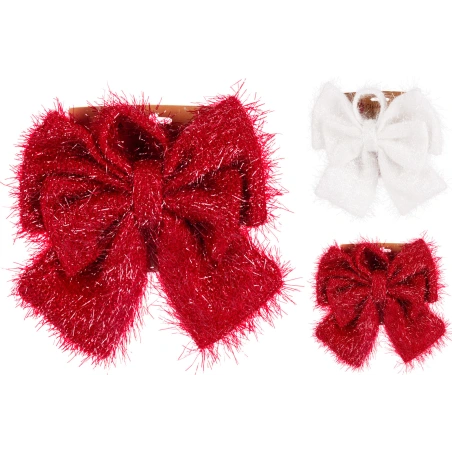 BOW 23X26CM TINSEL 2ASS CLR